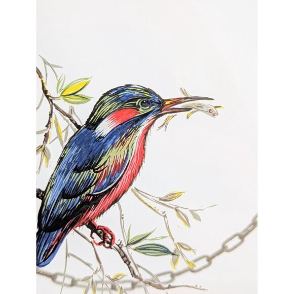 Vintage 1980s Kingfisher Bird Glass Sun Catcher Round Clear Glass Light Catcher - Picture 5 of 8